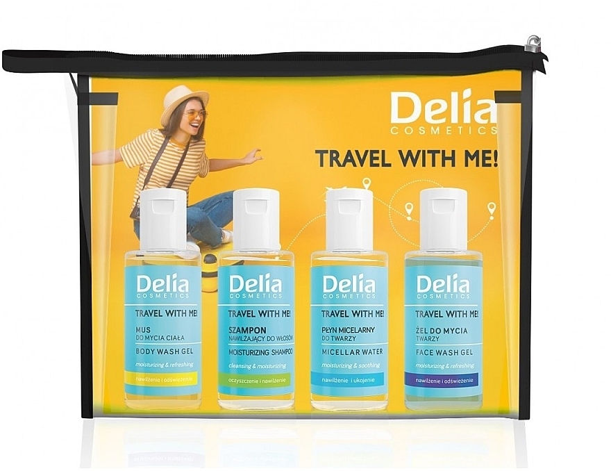 Set mit vier Miniprodukten in Kosmetiktasche - Delia Travel With Me!  — Bild N1