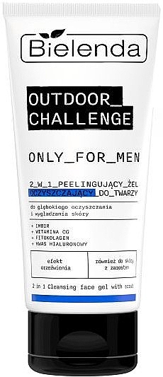 2-in-1 Gesichtsreinigungsgel - Bielenda Only For Men Outdoor Challenge 2 in 1 Peeling Facial Cleansing Gel	 — Bild N1