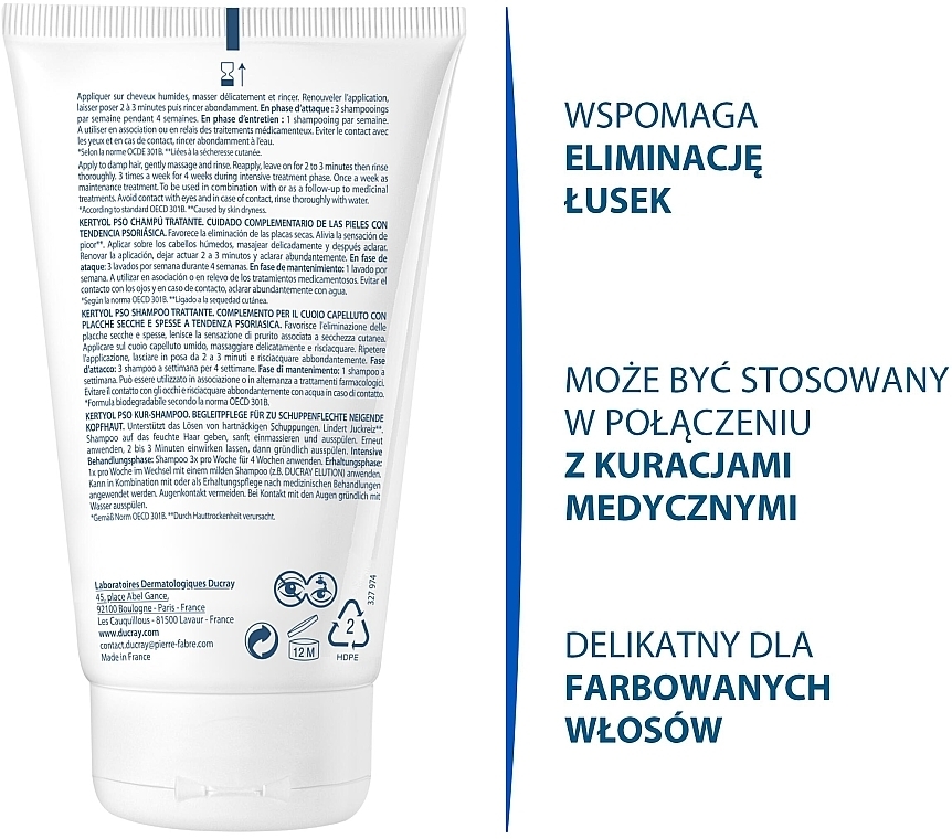 Ausgleichendes und pflegendes Kur-Shampoo für zu Schuppenflechte neigende Kopfhaut und gegen Reizungen - Ducray Kertyol P.S.O. Rebalancing Treatment Shampoo — Bild N3