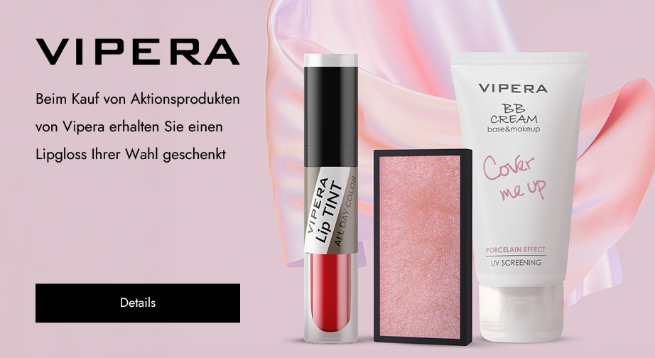 Beim Kauf von Aktionsprodukten von Vipera erhalten Sie einen Lipgloss Ihrer Wahl geschenkt