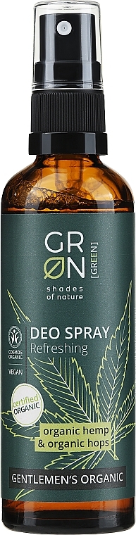Erfrischendes Deospray mit Hanfsamenöl und Hopfenextrakt - GRN Gentlemen's Organic Hemp & Hop Deo Spray — Bild N1
