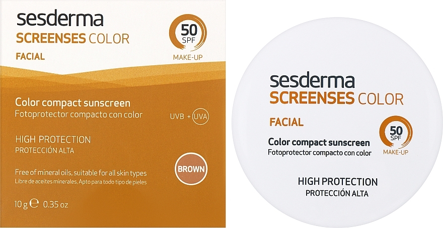 Sonnenschützende getönte Gesichtscreme SPF 50 braun - SesDerma Laboratories Screen Ses Compact SPF 50 Brown — Bild N2