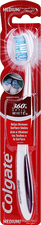 Zahnbürste mittel 360° Optic White lila-weiß - Colgate 360 Degrees Toothbrush Optic White Medium — Bild N1