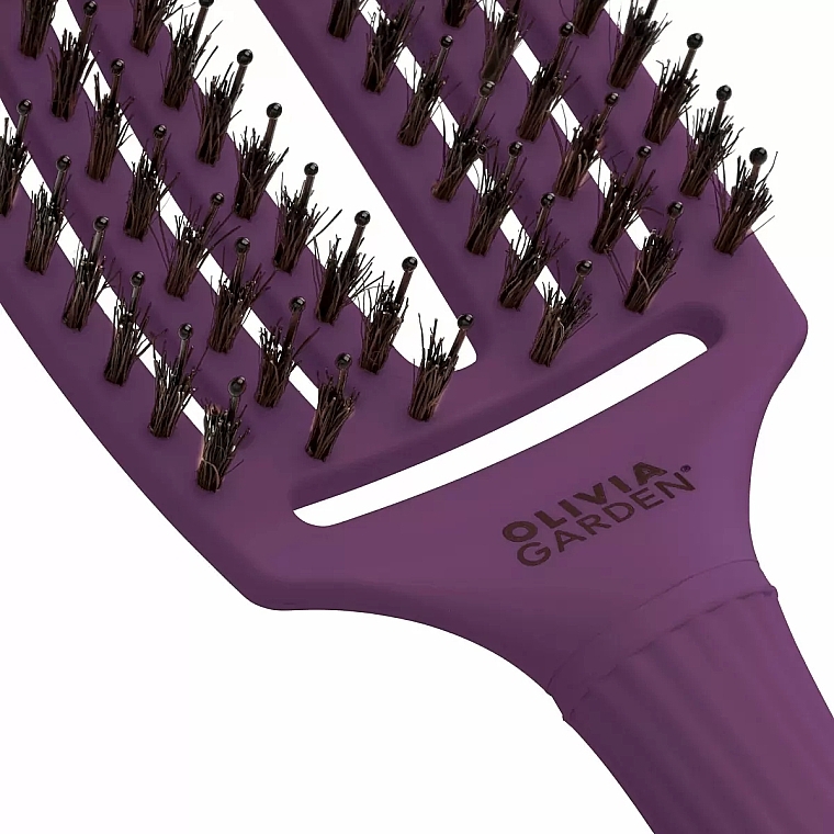 Gebogene Haarbürste violett - Olivia Garden Fingerbrush Think Pink 2022 Deep Purple — Bild N2