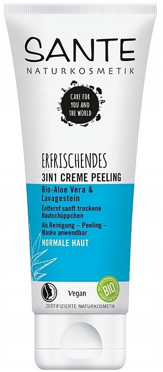 Erfrischende Peeling-Creme für das Gesicht - Sante Refreshing 3in1 Cream Peeling Aloe Vera & Lavagestein — Bild N1