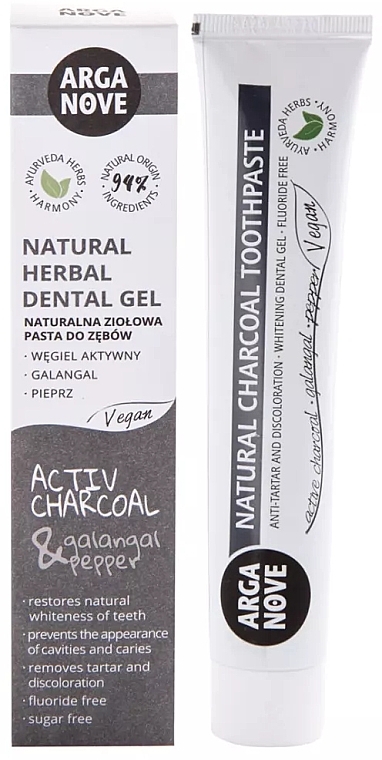 Natürliche ayurvedische Zahnpasta mit Aktivkohle - Arganove Natural Charcoal Toothpaste — Bild N1