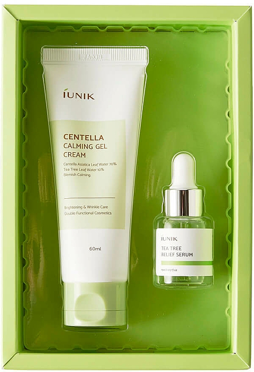 Gesichtspflegeset - iUNIK Centella Edition Skincare Set (Cremegel mit Centela 60ml + Serum mit Teebaum 15ml) — Bild N1