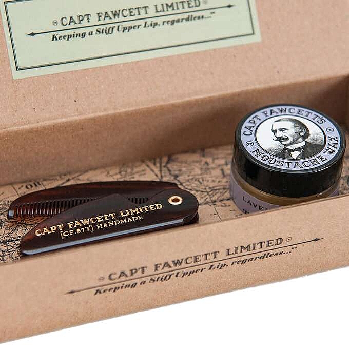 Schnurrbart-Pflegeset - Captain Fawcett Moustache Wax & Folding Pocket Moustache Comb (CF.87T) (Schnurrbartwachs 15ml + Schnurrbartkamm 1 St.) — Bild N1