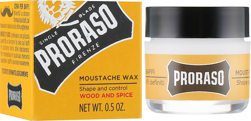 Schnurrbartwachs mit Gewürze- und Holzduft - Proraso Moustache Wax Wood & Spice — Bild N1