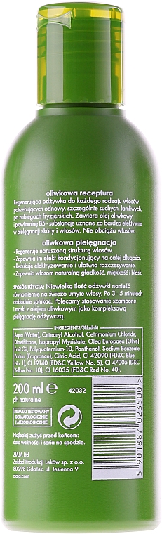 Regenerierende Haarspülung mit Olivenöl - Ziaja Olive Natural Hair Conditioner  — Bild N2