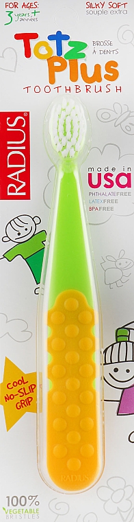 Kinderzahnbürste grün-gelb - Radius Tots Plus Toothbrush — Bild N1