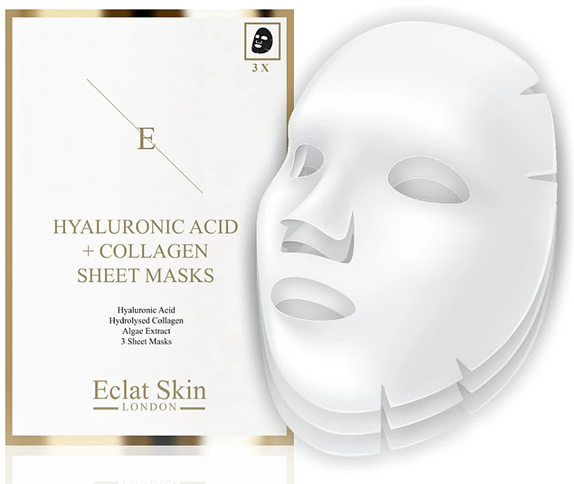 Gesichtspflegeset - Eclat Skin London Hyaluronic Acid & Collagen (Gesichtsmaske 2x3 St.) — Bild N2