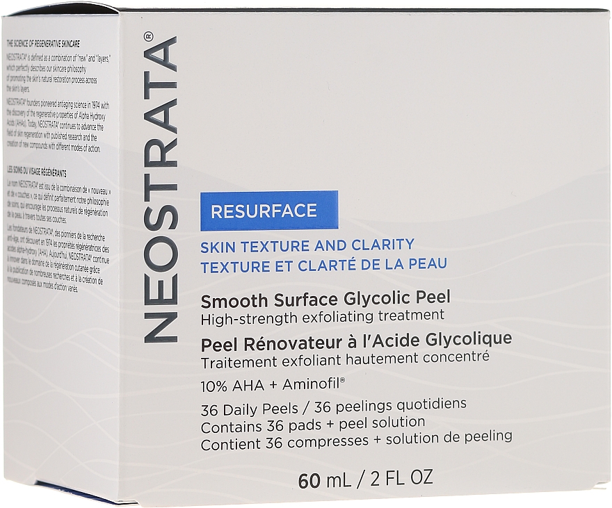 Anti-Falten Gesichtspeeling für den täglichen Gebrauch - NeoStrata Resurface Smooth Surface Daily Peel (Peeling/60ml + Wattepads/36 St.) — Bild N1
