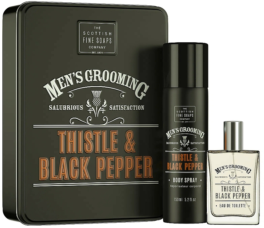 Scottish Fine Soaps Men’s Grooming Thistle & Black Pepper - Duftset (Eau de Toilette 50ml + Körperspray 150ml) — Bild N1