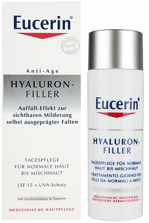 Tagespflege gegen Falten für normale Haut bis Mischhaut - Eucerin Hyaluron-Filler Day Cream For Combination To Oily Skin — Bild N1