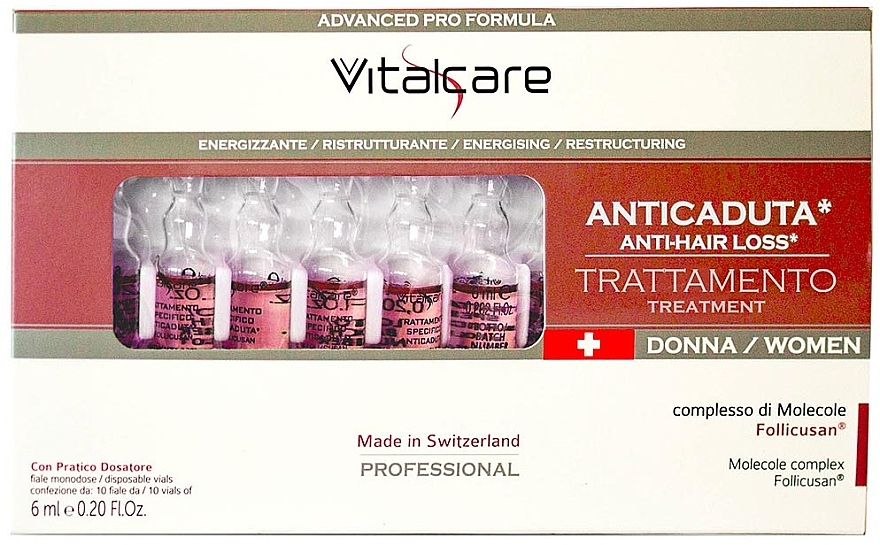 Ampullen gegen Haarausfall für Frauen - Vitalcare Professional Made In Swiss Women’s Anti-Hair Loss Ampoules  — Bild N2