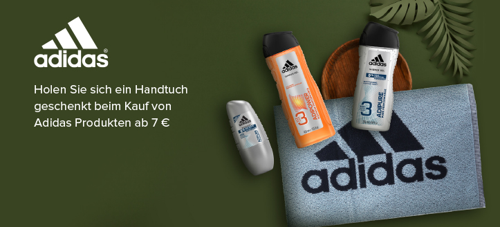 Holen Sie sich ein Handtuch geschenkt beim Kauf von Adidas Produkten ab 7 €
