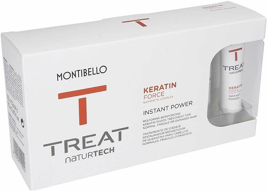 Feuchtigkeitsspendende, pflegende und festigende Haarbehandlung für strapaziertes Haar mit Keratin - Montibello Treat NaturTech Keratin Force Power — Bild N2