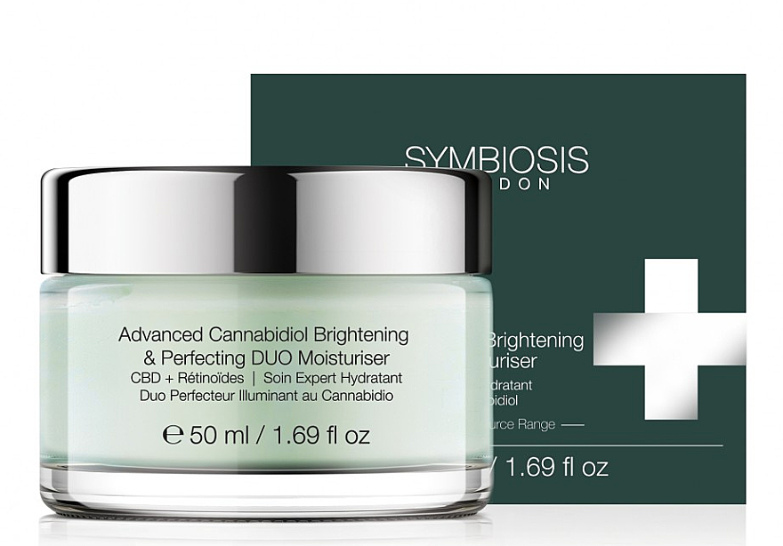 Aufhellende und feuchtigkeitsspendende Gesichtscreme mit Cannabidiol - Symbiosis London Advanced Cannabidiol Brightening & Perfecting DUO Moisturiser — Bild N1