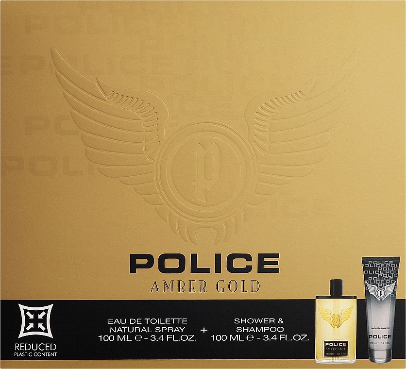 Duftset (Eau de Toilette 100ml + Shampoo 100ml)  - Police Amber Gold Man  — Bild N1