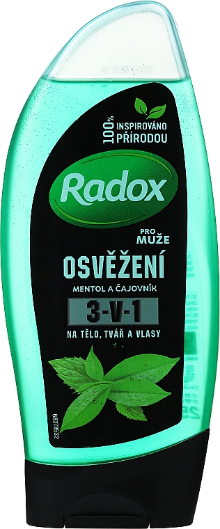 2in1 Shampoo und Duschgel mit Minze und Teebaum für Männer - Radox Men Feel Strong Shampoo and Shower Gel
