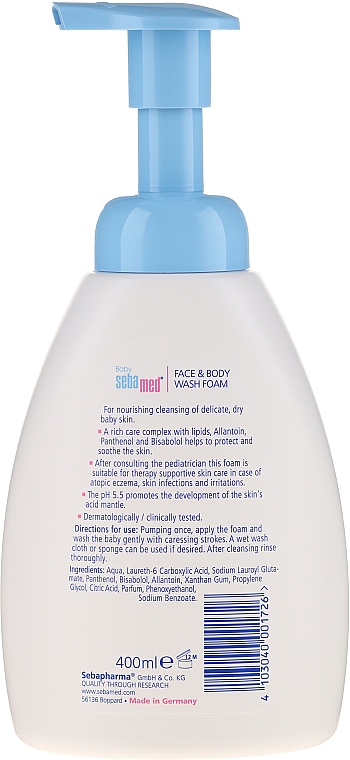 Reinigungsschaum für Körper und Gesicht für die delikate Babyhaut - Sebamed Face & Body Wash Foam — Bild N2