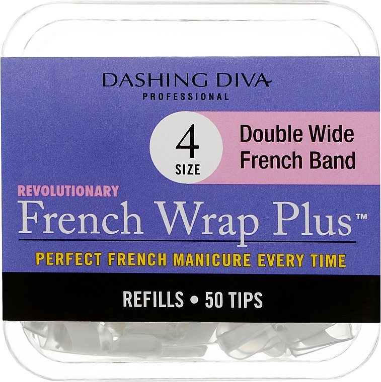 Nageltips French Wrap - Dashing Diva French Wrap Plus Double Wide White 50 Tips Size 4 — Bild N1