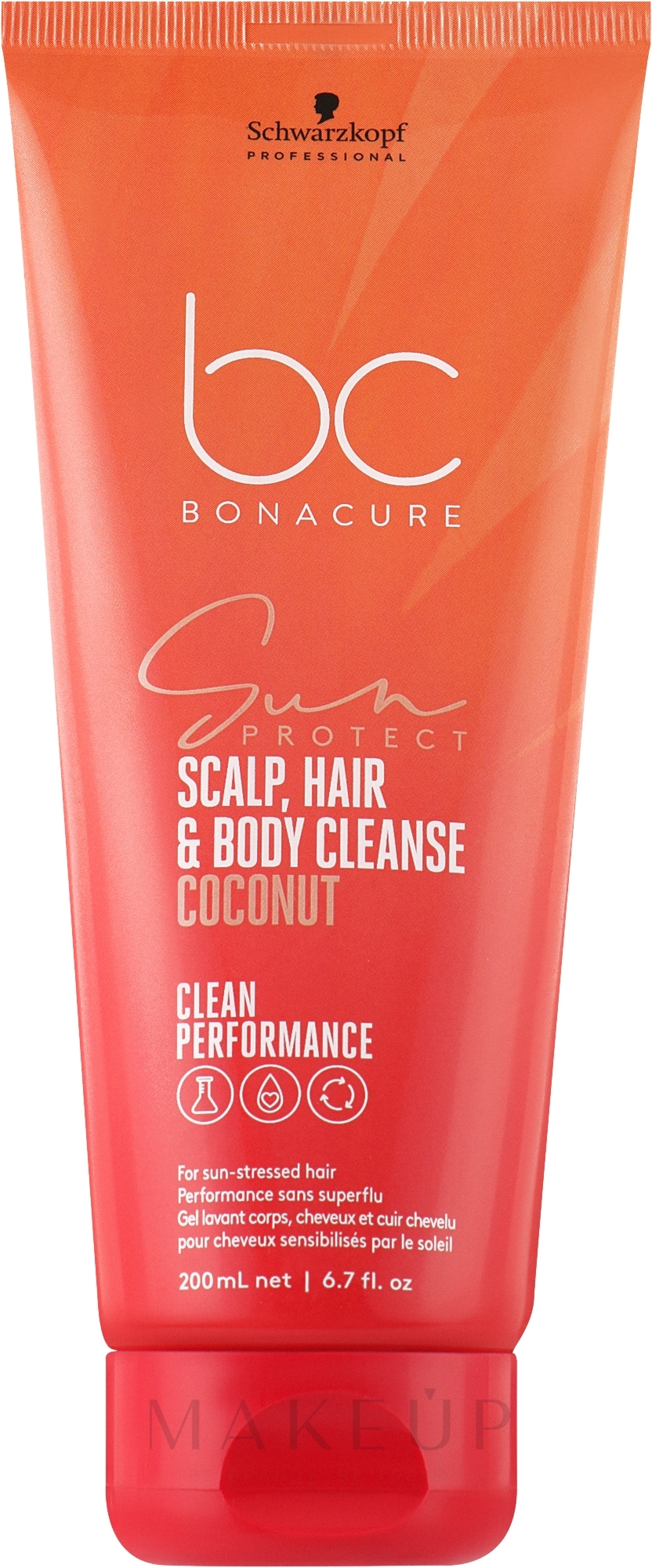 Shampoo für Kopfhaut, Haare und Körper - Schwarzkopf Professional Bonacure Sun Protect 3-In-1 Scalp, Hair & Body Cleanse Coconut — Bild 200 ml
