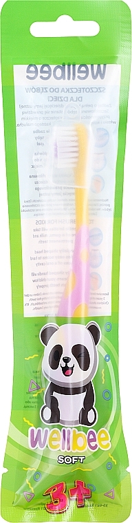 Kinderzahnbürste weich ab 3 Jahren gelb mit rosa - Wellbee Travel Toothbrush For Kids — Bild N1