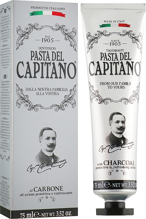 Zahnpasta mit Aktivkohle - Pasta Del Capitano Charcoal — Bild N1
