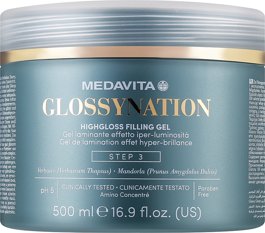 Gel für die Haarlaminierung Schritt 3 - Medavita Glossynation Highloss Filling Gel Step 3 — Bild N1