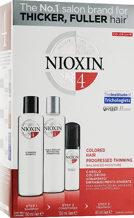Haarpflegeset - Nioxin Hair Color Safe System System 4 Kit (Shampoo 150ml + Conditioner 150ml + Haarbehandlung 40ml) — Bild N1