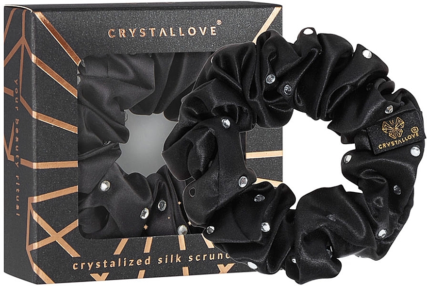 Haargummi aus Seide mit Kristallen schwarz - Crystallove Crystalized Silk Scrunchie Black — Bild N1