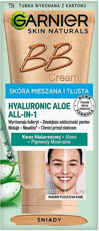 BB Creme für Misch- und ölige Haut mit Hyaluronsäure und Aloe Vera - Garnier Hyaluronic Aloe All-In-1 — Bild N2