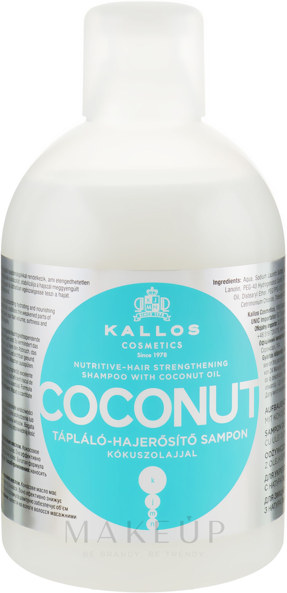 Aufbauendes-stärkendes Shampoo mit Kokosöl - Kallos Cosmetics Coconut Shampoo — Foto 1000 ml