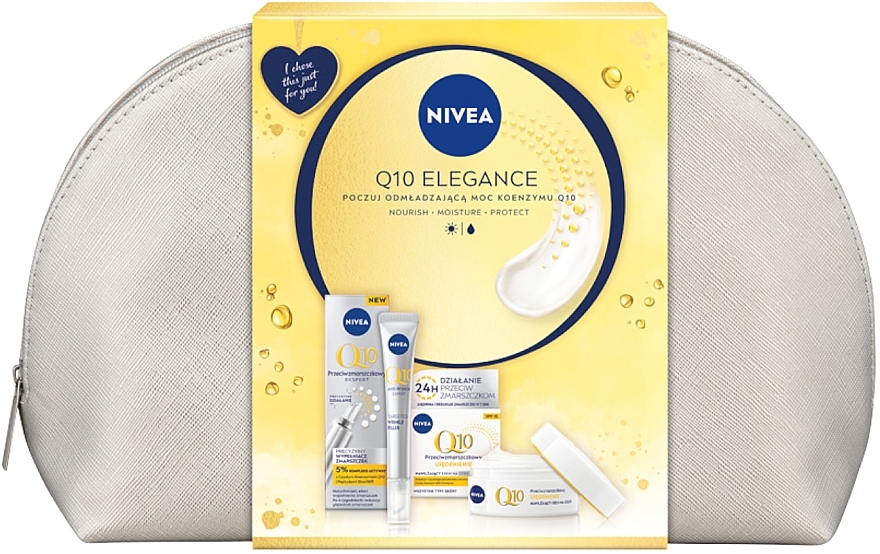 Gesichtspflegeset - NIVEA Q10 Elegance (Gesichtscreme 50ml + Filler 15ml + Kosmetiktasche 1 St.) — Bild N1