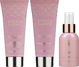 Körperpflegeset - Baylis & Harding Jojoba, Vanilla & Almond Oil (Körperspray 100ml + Duschgel 100ml + Körperlotion 100ml + Kosmetiktasche 1St.) — Bild N2