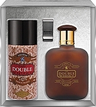 Düfte, Parfümerie und Kosmetik Evaflor Double Whisky - Duftset (Eau de Toilette 100ml + Deospray 150ml + Geldscheinklammer) 