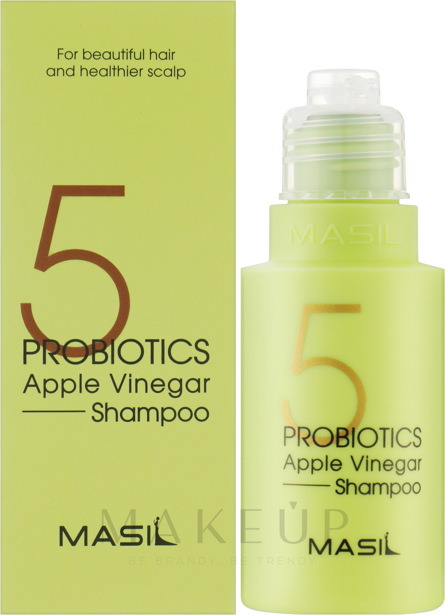 Sanftes sulfatfreies Shampoo mit Probiotika und Apfelessig - Masil 5 Probiotics Apple Vinegar Shampoo — Bild 50 ml