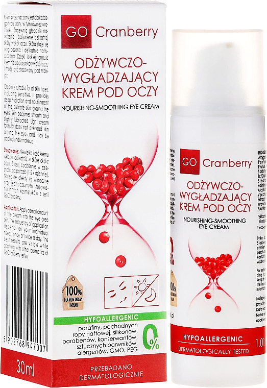 Hypoallergene, pflegende und glättende Augencreme - GoCranberry
