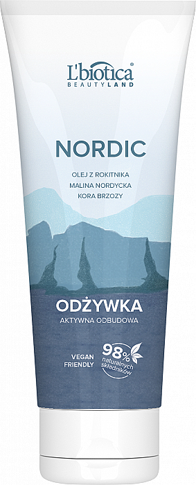 Regenerierende Haarspülung Nordic mit Sanddornöl, nordischer Himbeere und Birkenrinde - L'biotica Beauty Land Nordic Hair Conditioner — Bild N1