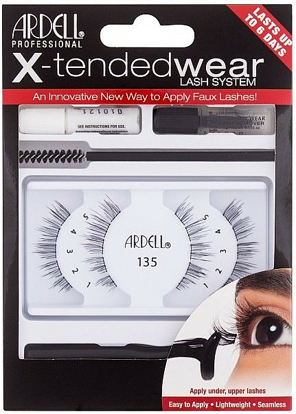 Set - Ardell X-Tended Wear Lash System 135 (lashes/4pcs + clay/1ml + rem/1ml + appl/1pcs + brush/1pcs) — Bild N1