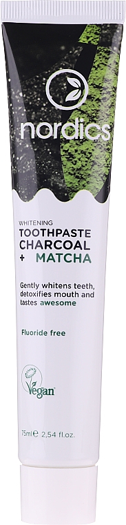 Aufhellende Zahnpasta mit Aktivkohle und Matcha - Nordics Whitening Charcoal Matcha Tooshpaste