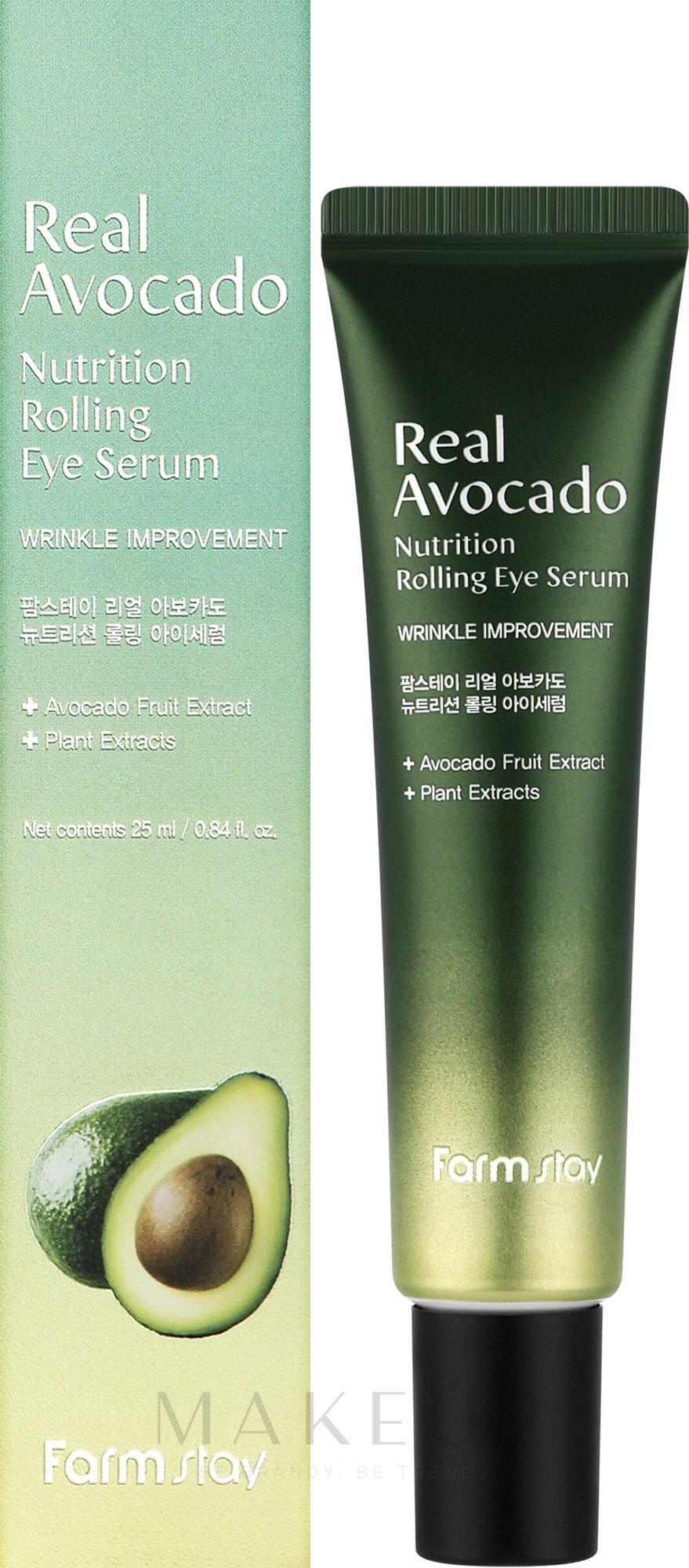 Augenroller-Serum mit Avocado-Extrakt - FarmStay Real Avocado Nutrition Rolling Eye Serum — Bild 25 ml
