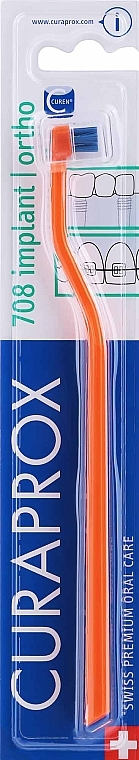 Büschel-Zahnbürste CS 708 Implant für Implantate, festsitzenden Prothesen, Brackets, Lingualspangen orange-blau - Curaprox CS 708 Implant — Bild N1
