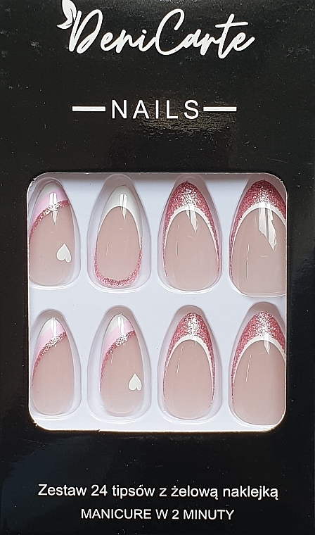 Künstliche Nägel weiß und rosa French 24 St. - Deni Carte Tipsy Pink White French 9249 — Bild N1