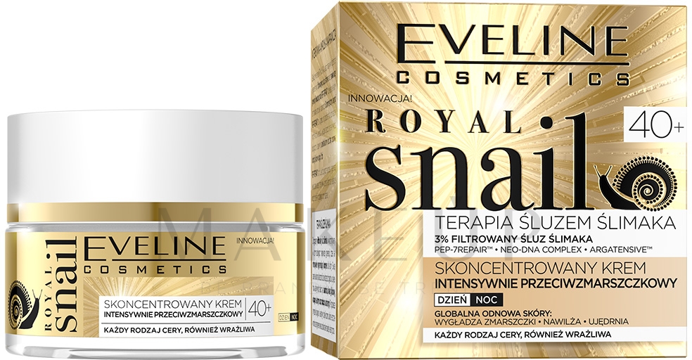 Intensive Anti-Falten Gesichtscreme mit Schneckenschleimextrakt - Eveline Cosmetics Royal Snail 40+ — Bild 50 ml