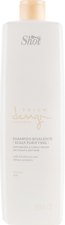Reinigendes Shampoo für fettige Kopfhaut und trockenes Haar mit Panthenol und Weizenproteinen - Shot Trico Design Skin Purifying Bivalente Shampoo — Bild N3