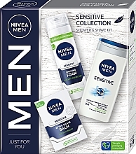 NIVEA MEN Sensitive Collection (Duschgel 250ml + After Shave Balsam 100ml + Rasierschaum 200ml) - Gesichts- und Körperpflegeset — Bild N1