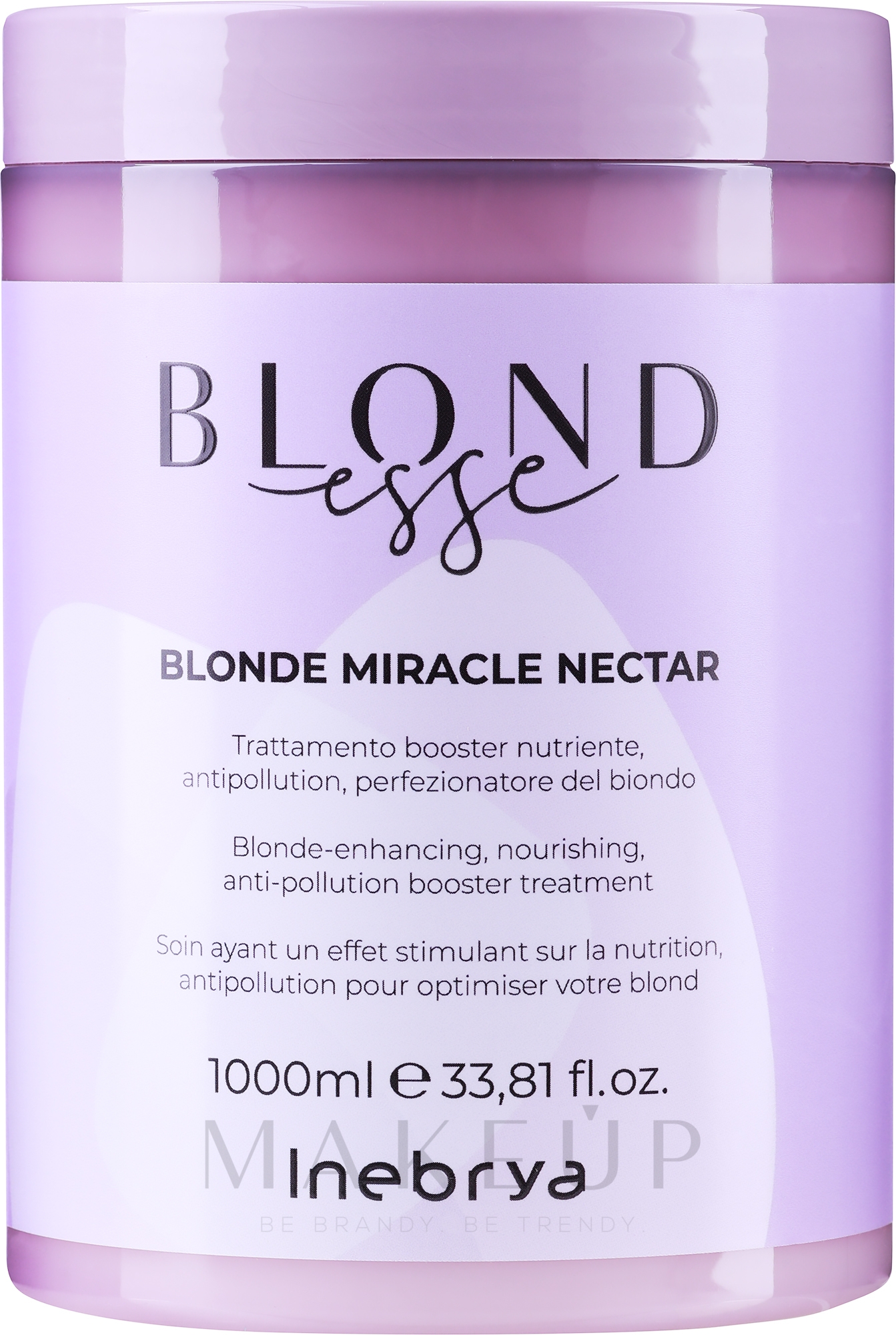Feuchtigkeitsspendende und energetisierende Maske mit Kokosnussöl und Aloe Vera für glänzendes blondes Haar - Inebrya Blondesse Blonde Miracle Nectar — Bild 1000 ml